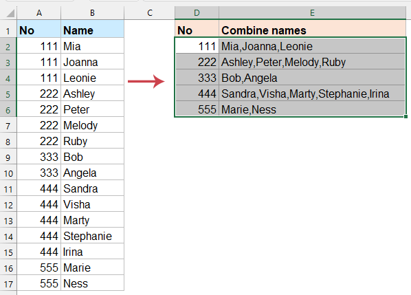 vba code to List unique and concatenate matched values