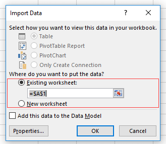 A screenshot of the Finish step in the Text Import Wizard with output destination selected