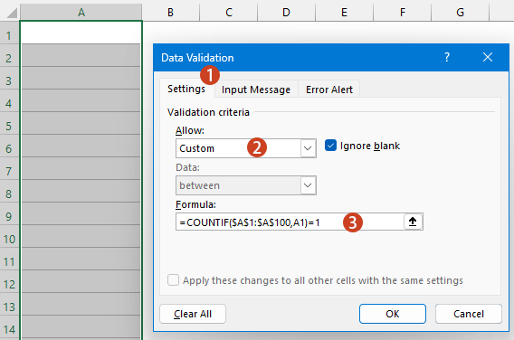 specify the options in the dialog box