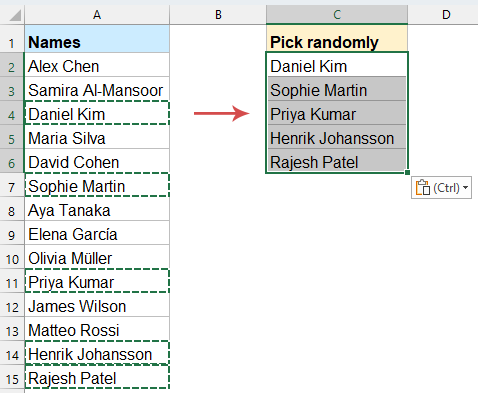 copy and paste the random cells