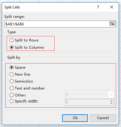 set options in the dialog box