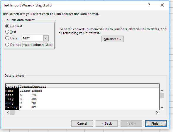specify the data format 