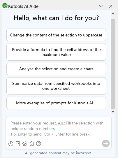 screenshot of the kutools ai aide pane