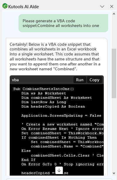 screenshot showing the vba code