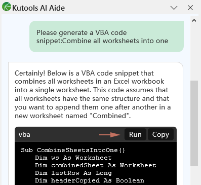 screenshot showing the run button