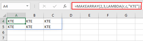 showing the usage of MAKEARRY function