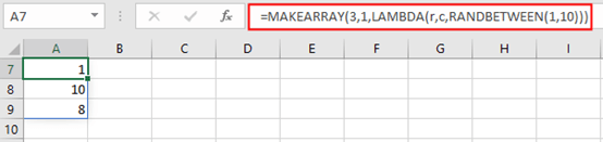 showing the usage of MAKEARRY function