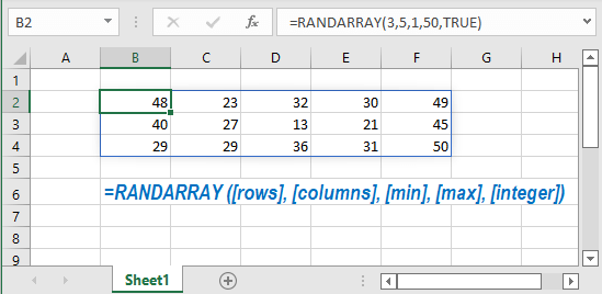 show the usage of RANDARRAY function