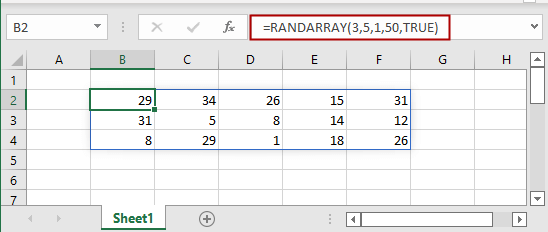show the usage of RANDARRAY function