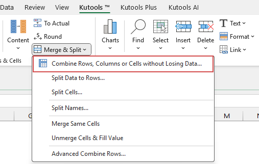 click Combine Rows, Columns or Cells without Losing Data feature